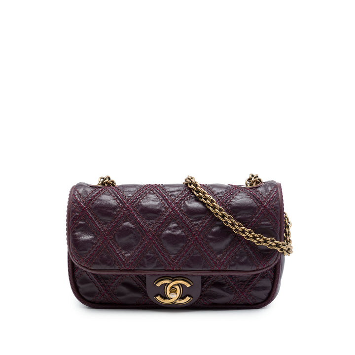 Chanel Paris Bombay CC Triptych à rabat Petit Cuir de veau Violet – vue principale – GABY PARIS