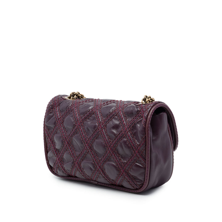 Chanel Paris Bombay CC Triptych à rabat Petit Cuir de veau Violet – vue 2 – GABY PARIS
