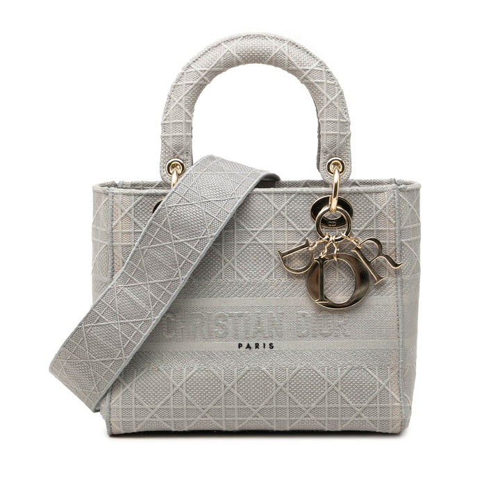 Lady D-Lite Cannage brodé Moyen Gris