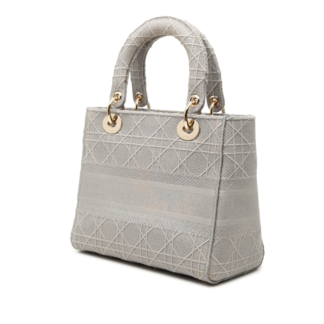 Lady D-Lite Cannage brodé Moyen Gris