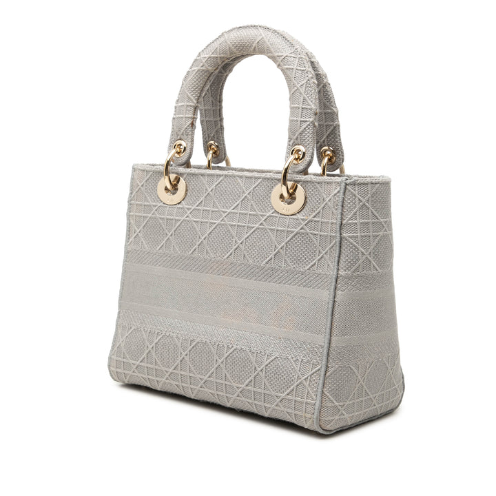 Lady D-Lite Cannage brodé Moyen Gris