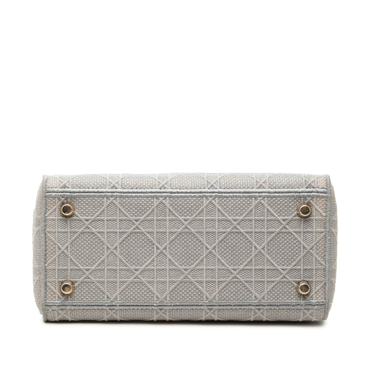 Lady D-Lite Cannage brodé Moyen Gris