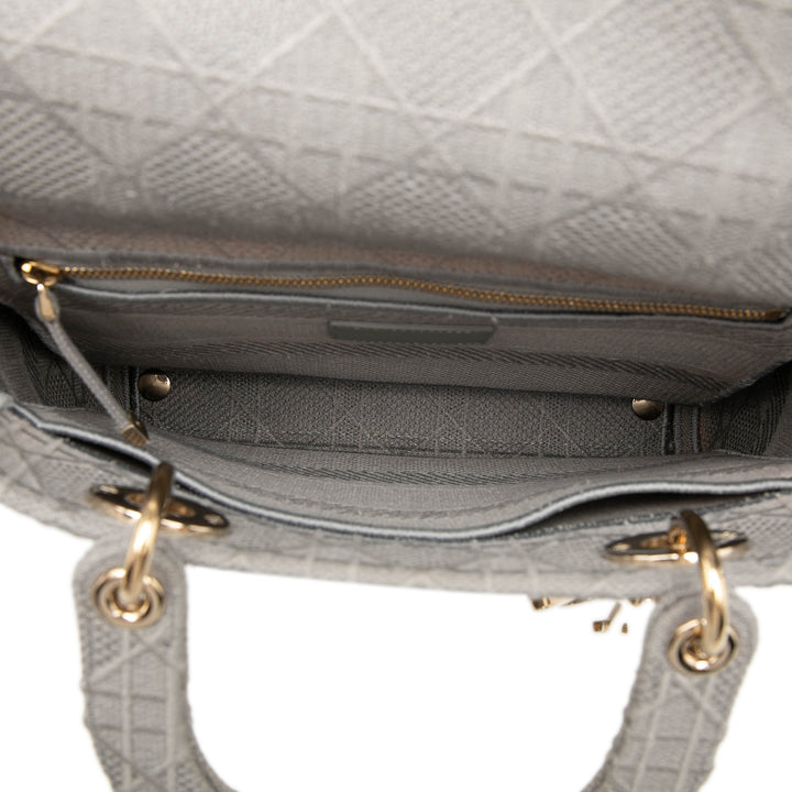 Lady D-Lite Cannage brodé Moyen Gris