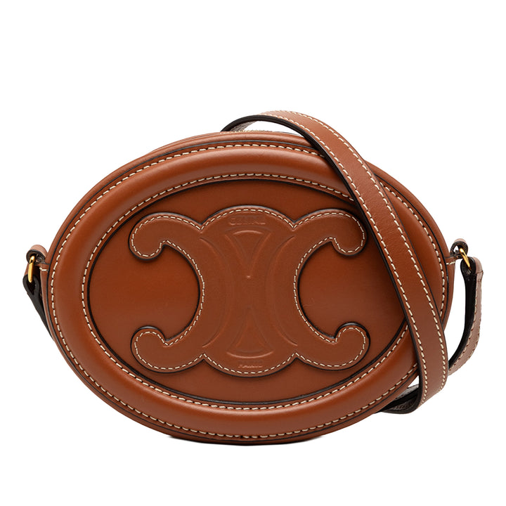 Celine Small Cuir de veau Cuir Triomphe Oval Sac porté croisé