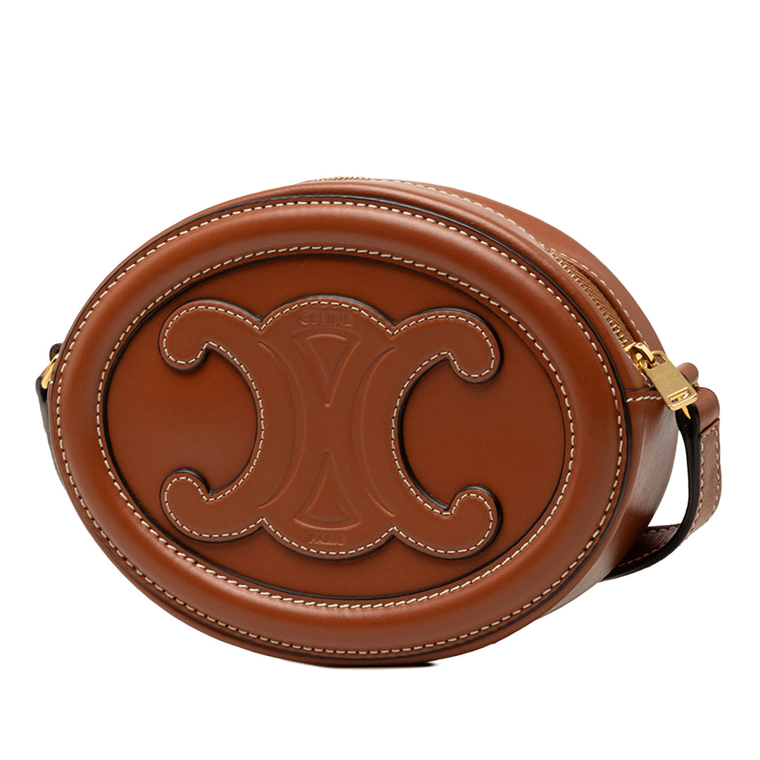 Celine Small Cuir de veau Cuir Triomphe Oval Sac porté croisé
