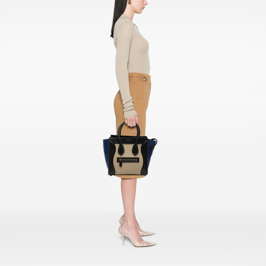 Celine Tricolore et Luggage Cabas Micro Cuir de veau