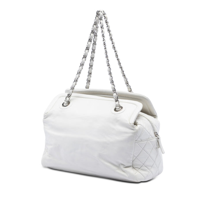 CC Armature Cabas Cuir d'agneau Blanc