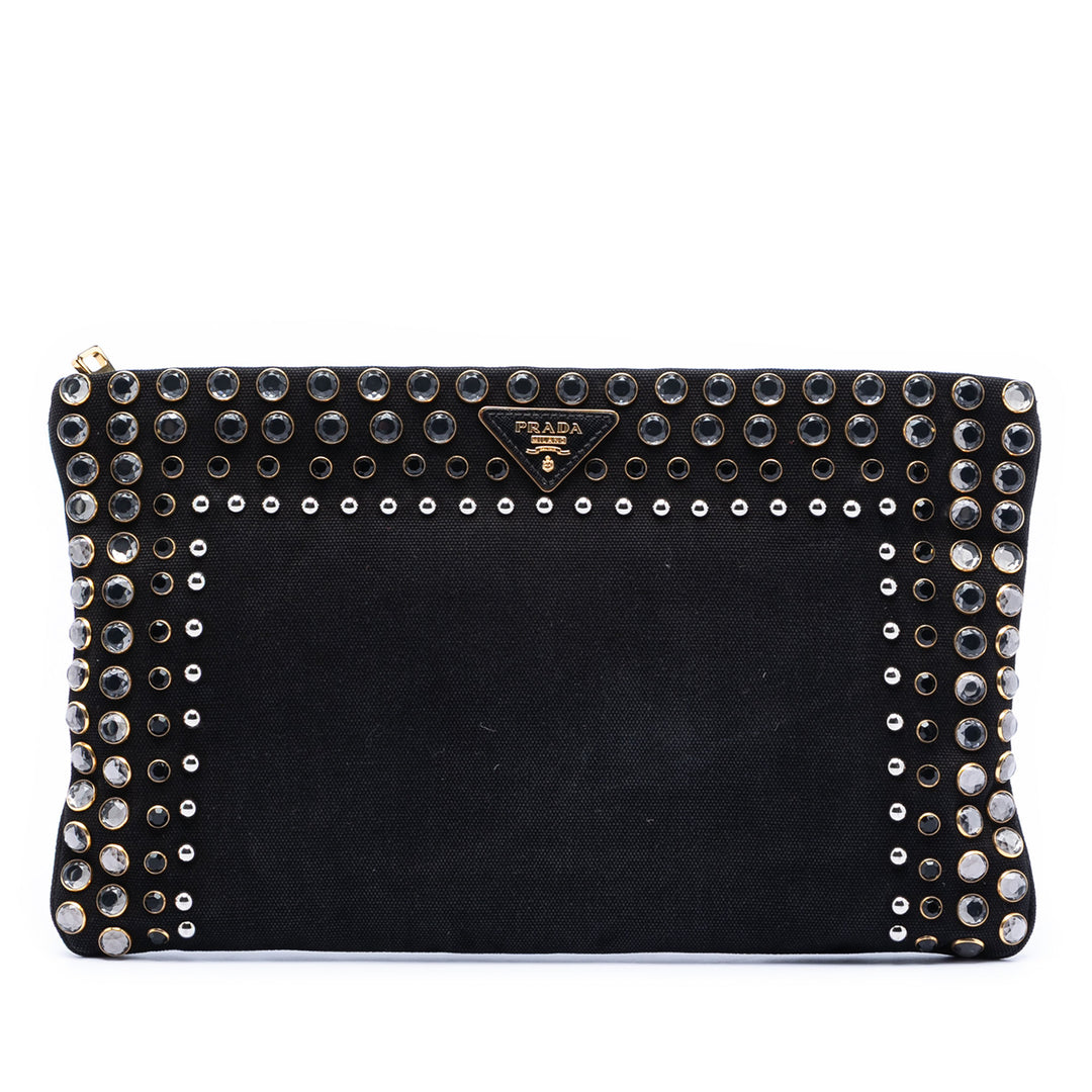 Prada Toile Canapa clouté Vernice Pochette
