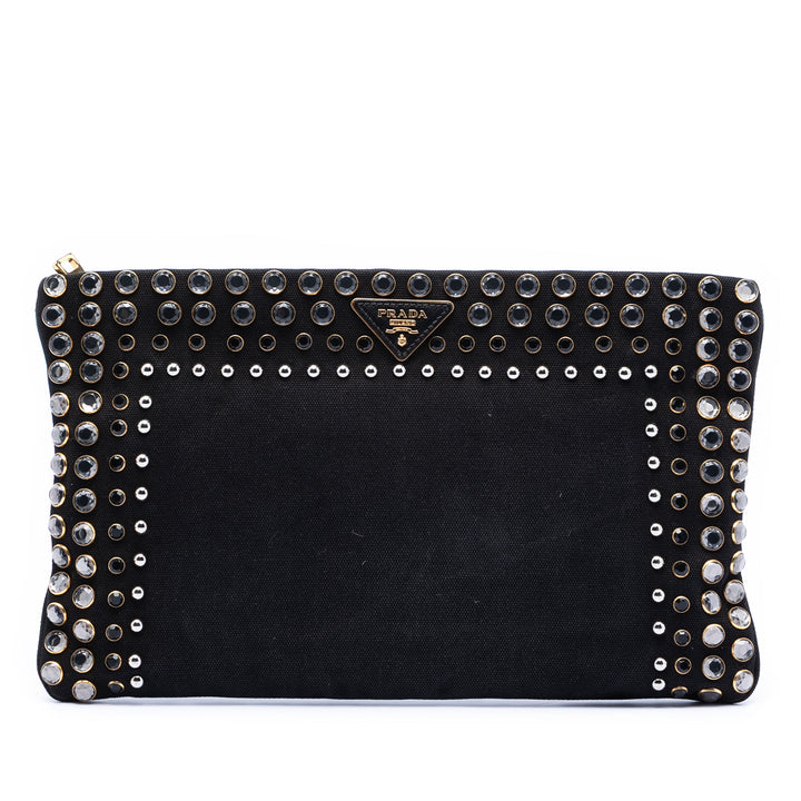 Prada Toile Canapa clouté Vernice Pochette