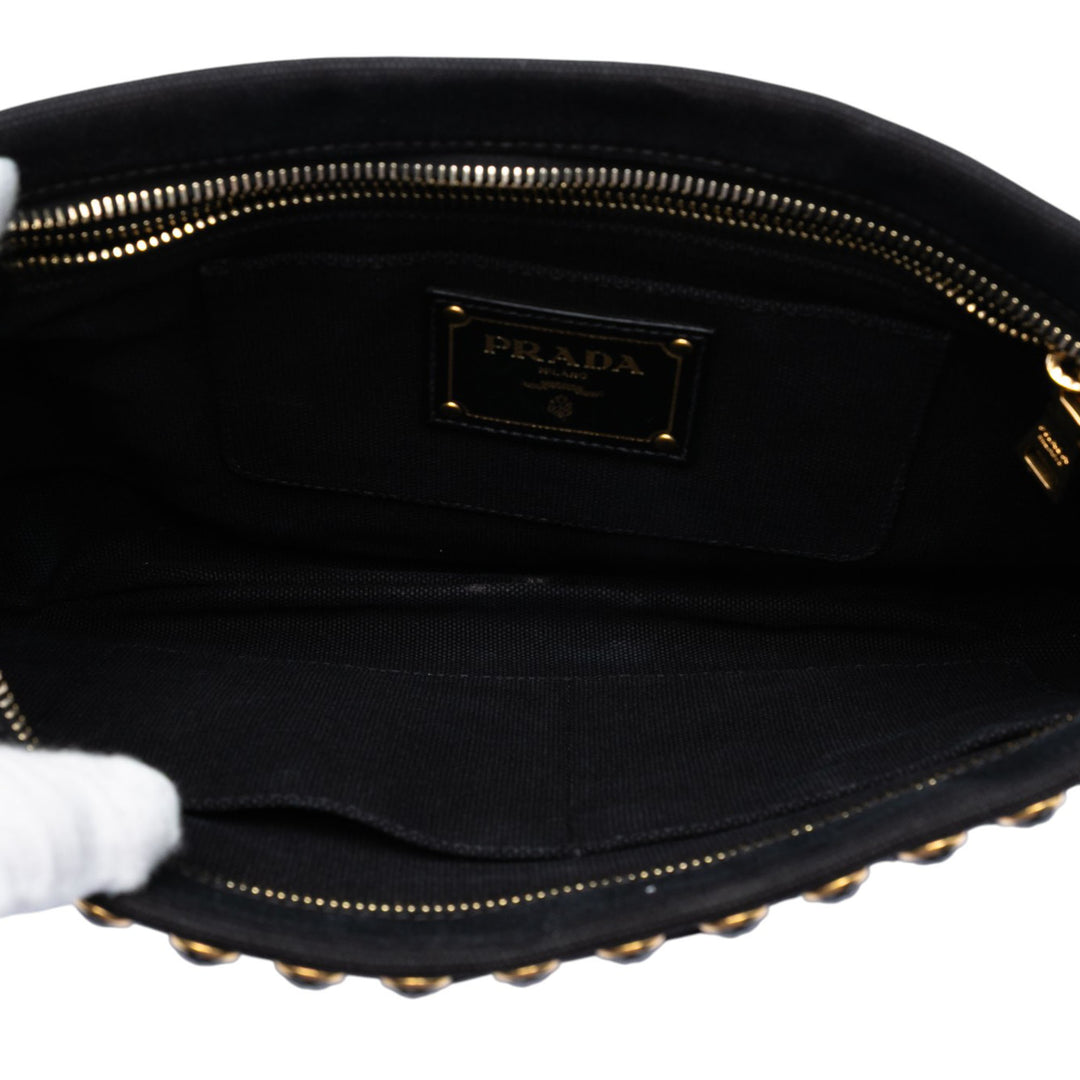 Prada Toile Canapa clouté Vernice Pochette