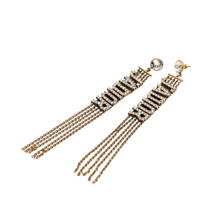 Dior plaqué Strass JAdior pendantes fermoir poussette Boucles d’oreilles