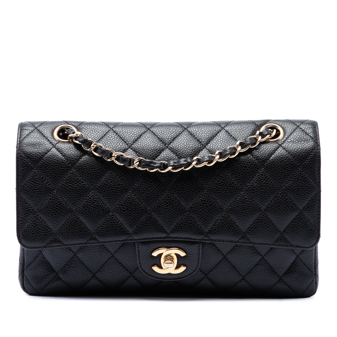 Classic Double rabat Moyen Cuir caviar Noir