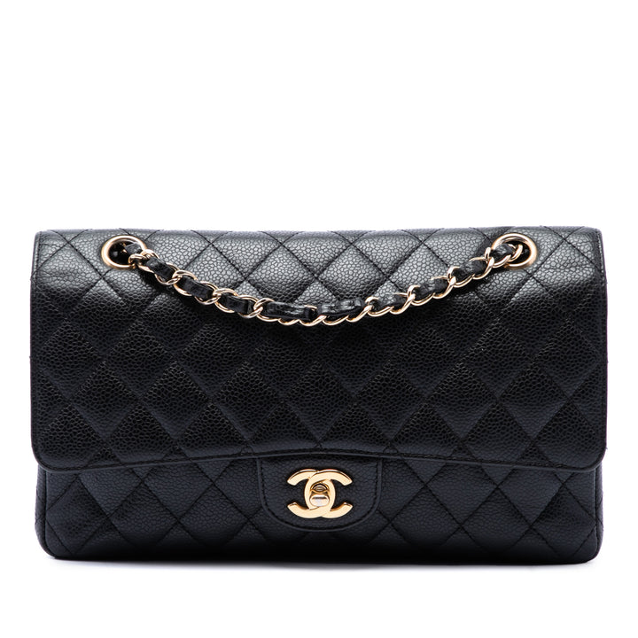 Classic Double rabat Moyen Cuir caviar Noir