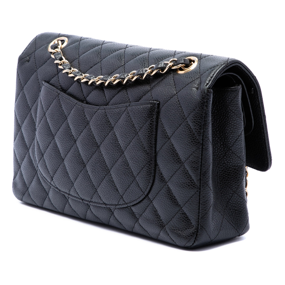 Classic Double rabat Moyen Cuir caviar Noir