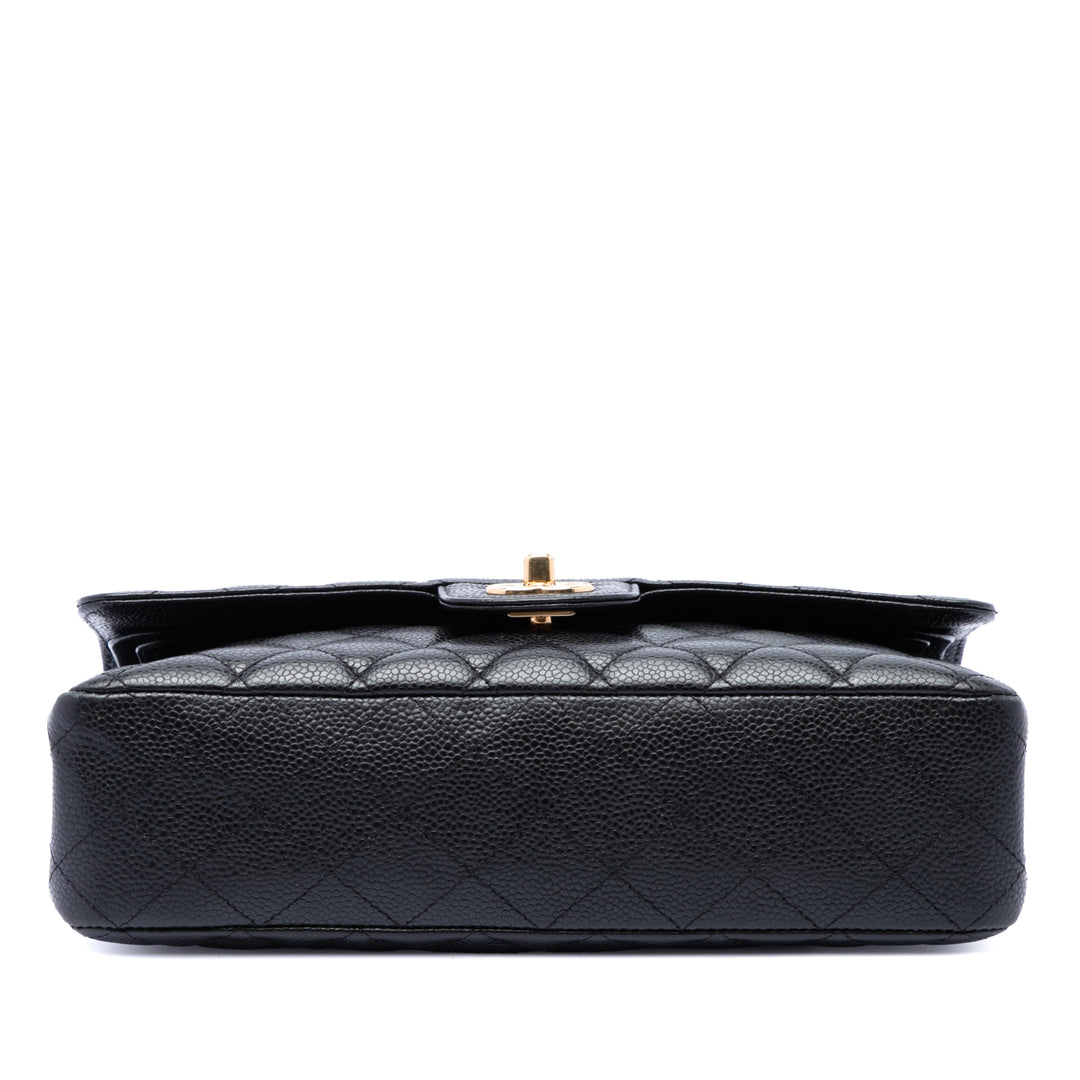 Classic Double rabat Moyen Cuir caviar Noir