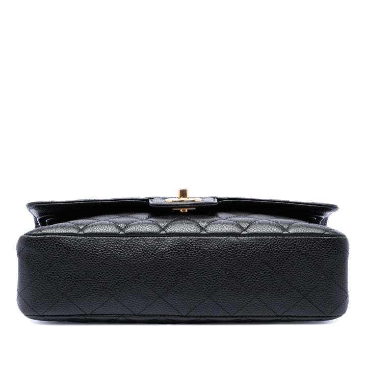 Classic Double rabat Moyen Cuir caviar Noir