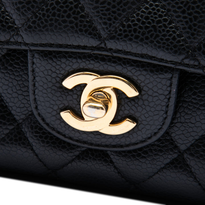 Classic Double rabat Moyen Cuir caviar Noir