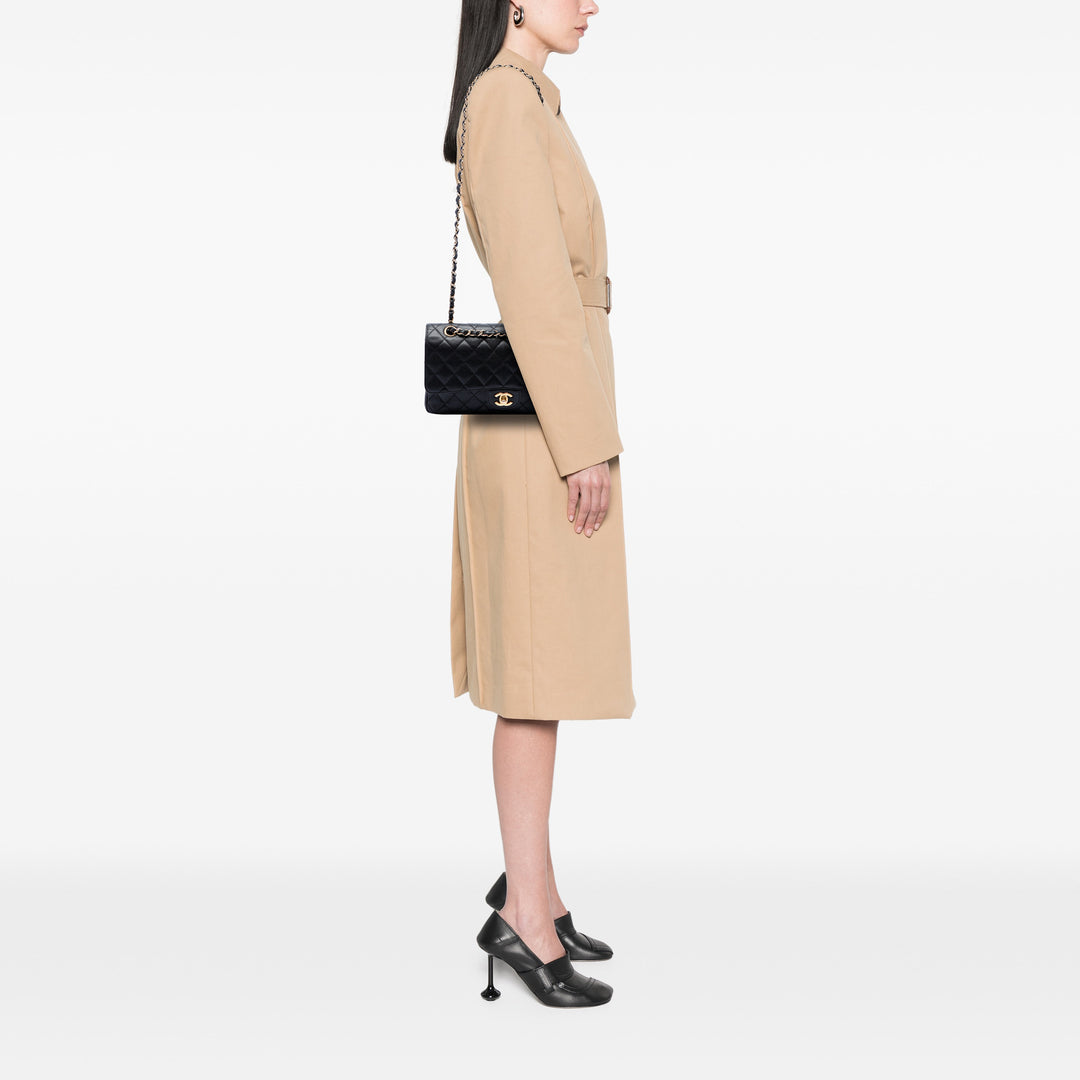 Classic Double rabat Moyen Cuir caviar Noir