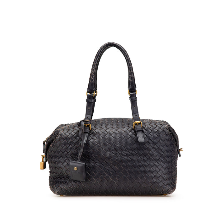 Nappa Intrecciato Montaigne Handbag Black - Gaby Paris