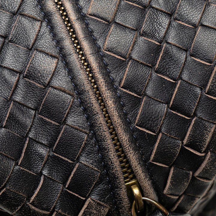 Nappa Intrecciato Montaigne Handbag Black - Gaby Paris