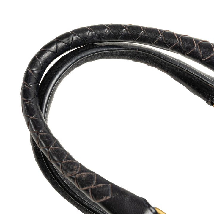 Nappa Intrecciato Montaigne Handbag Black - Gaby Paris