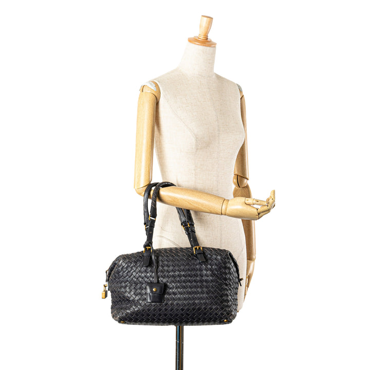 Nappa Intrecciato Montaigne Handbag Black - Gaby Paris