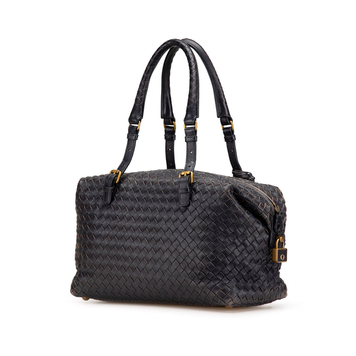 Nappa Intrecciato Montaigne Handbag Black - Gaby Paris