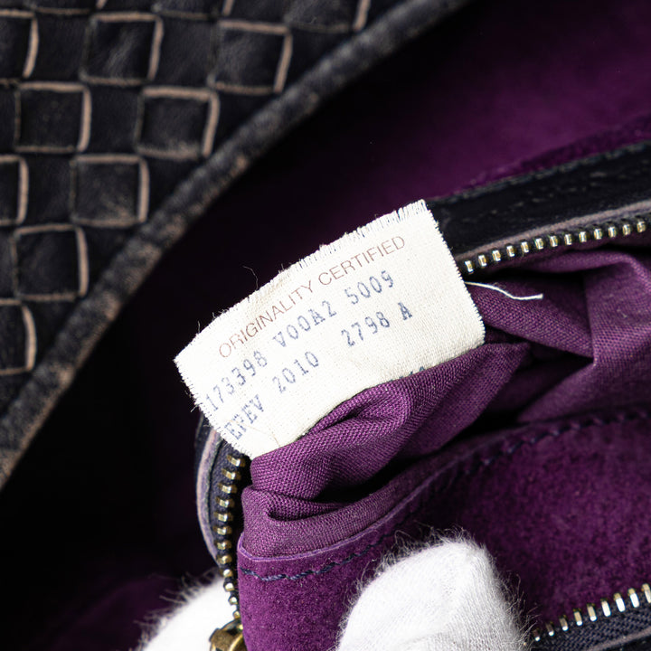 Nappa Intrecciato Montaigne Handbag Black - Gaby Paris
