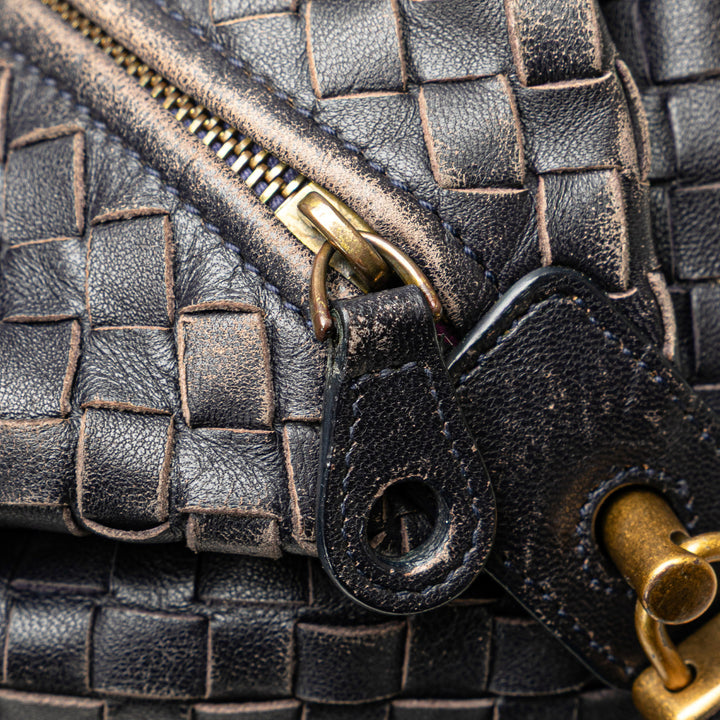 Nappa Intrecciato Montaigne Handbag Black - Gaby Paris