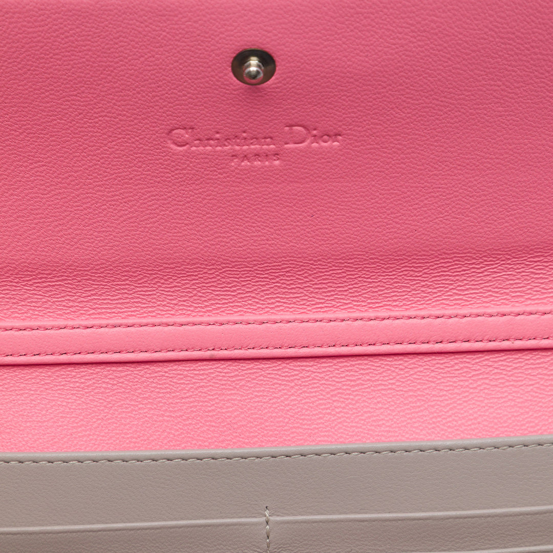 Bicolore et Cannage Lady Dior Wallet on Chain Cuir d'agneau Gris
