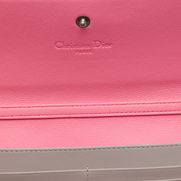 Bicolore et Cannage Lady Dior Wallet on Chain Cuir d'agneau Gris