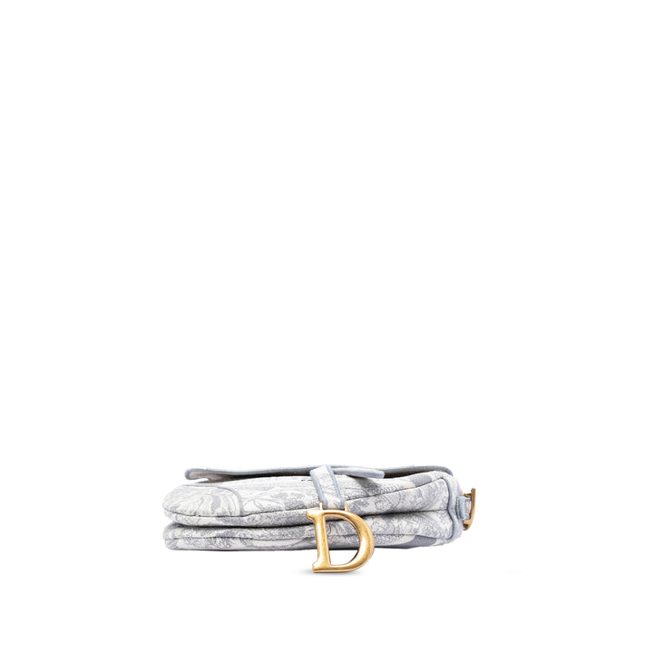 Dior Toile brodé Toile de Jouy Saddle Sac