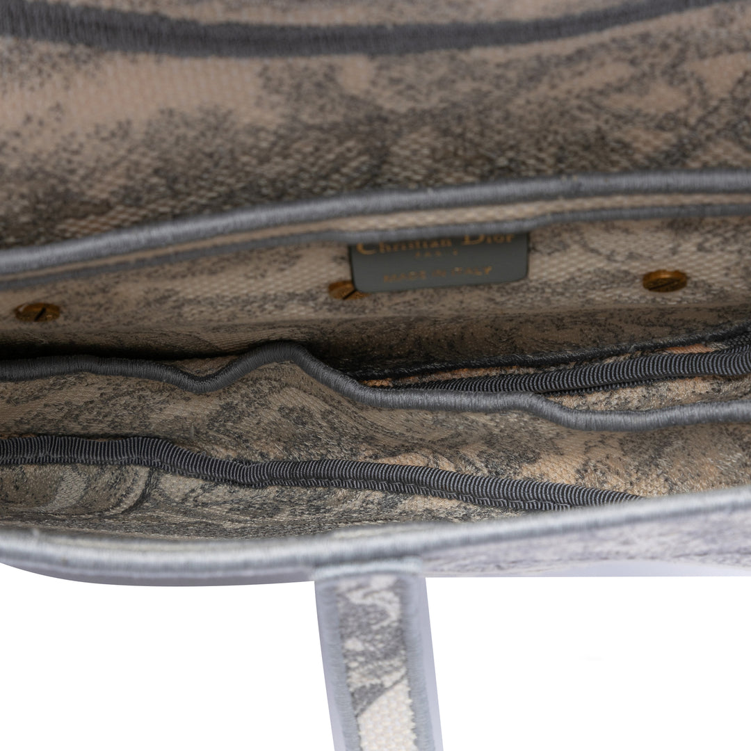 Dior Toile brodé Toile de Jouy Saddle Sac