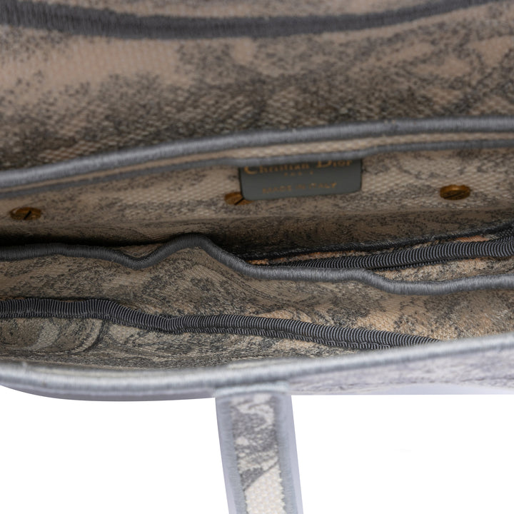 Dior Toile brodé Toile de Jouy Saddle Sac