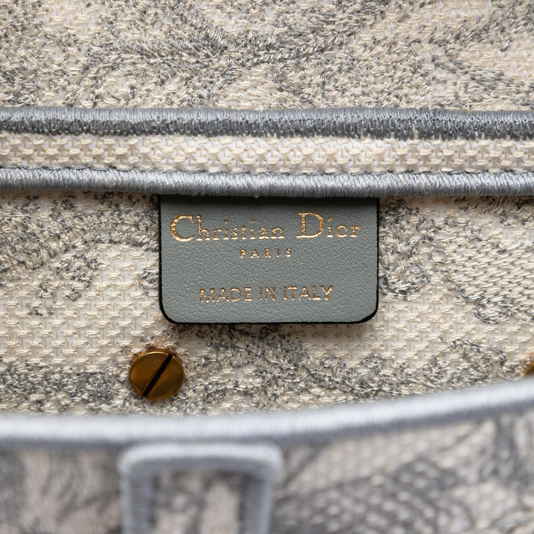 Dior Toile brodé Toile de Jouy Saddle Sac