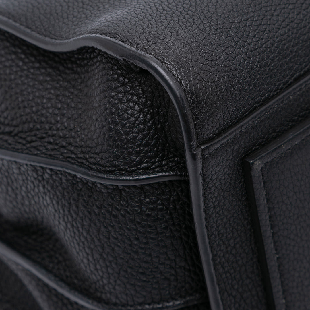 Small Grained Calfskin Supple Sac De Jour Satchel Black - Gaby Paris