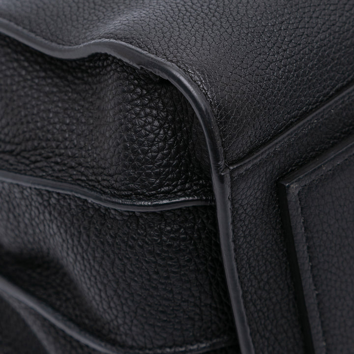 Small Grained Calfskin Supple Sac De Jour Satchel Black - Gaby Paris