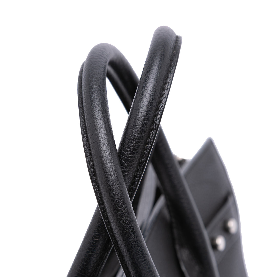 Small Grained Calfskin Supple Sac De Jour Satchel Black - Gaby Paris