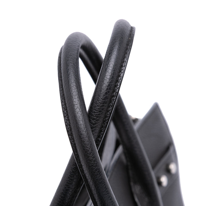 Small Grained Calfskin Supple Sac De Jour Satchel Black - Gaby Paris