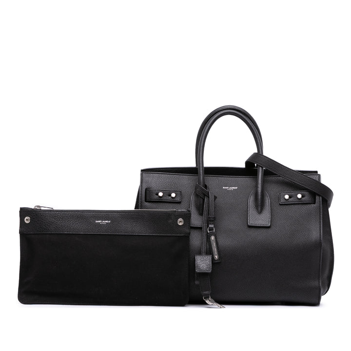 Small Grained Calfskin Supple Sac De Jour Satchel Black - Gaby Paris