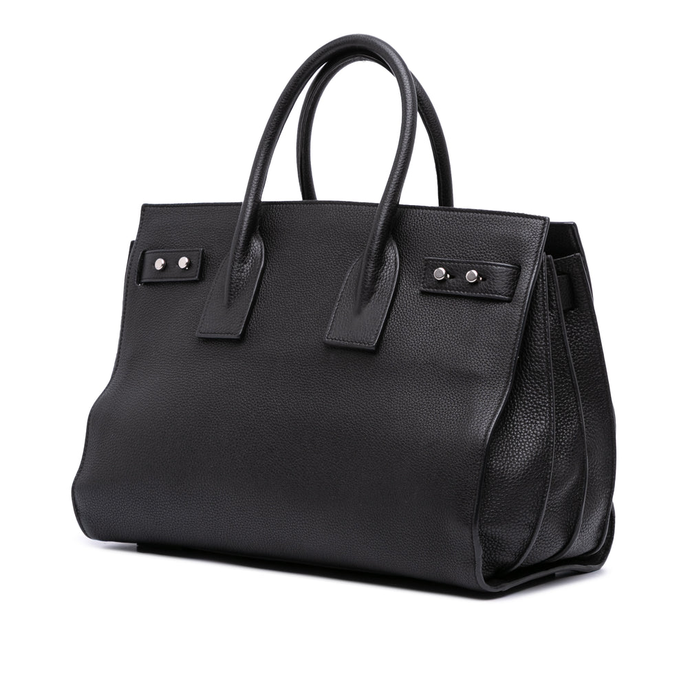 Small Grained Calfskin Supple Sac De Jour Satchel Black - Gaby Paris