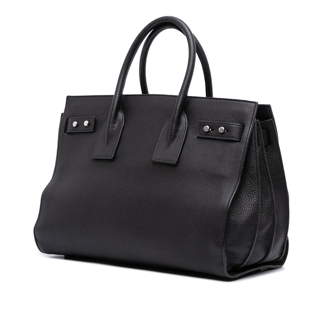 Small Grained Calfskin Supple Sac De Jour Satchel Black - Gaby Paris