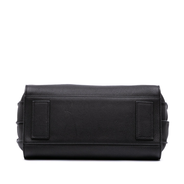 Small Grained Calfskin Supple Sac De Jour Satchel Black - Gaby Paris