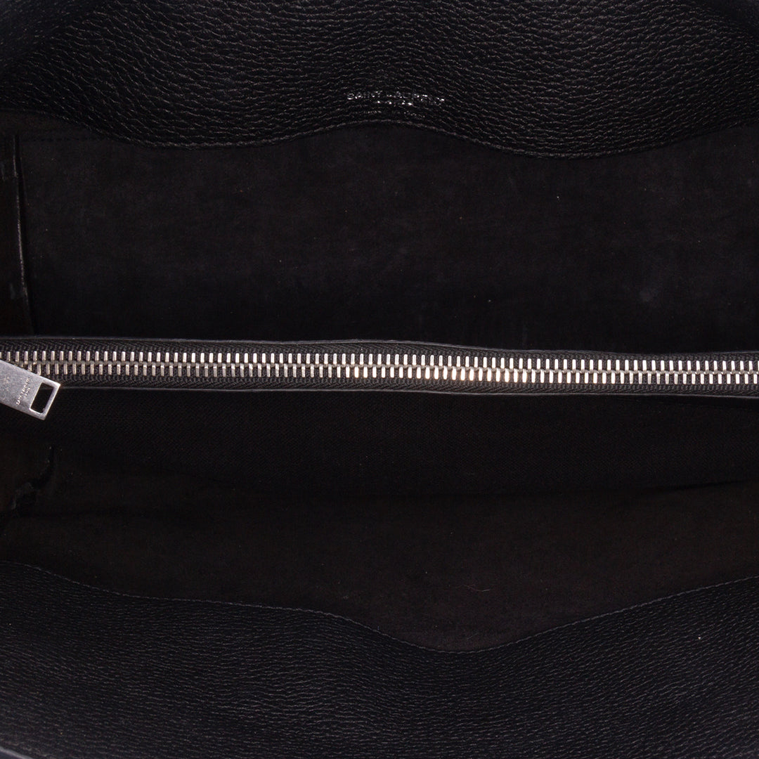 Small Grained Calfskin Supple Sac De Jour Satchel Black - Gaby Paris