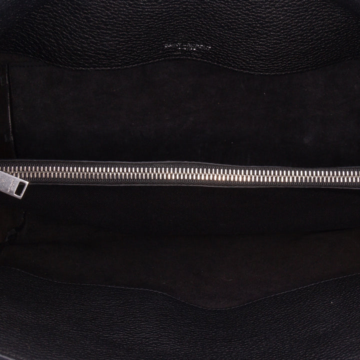 Small Grained Calfskin Supple Sac De Jour Satchel Black - Gaby Paris