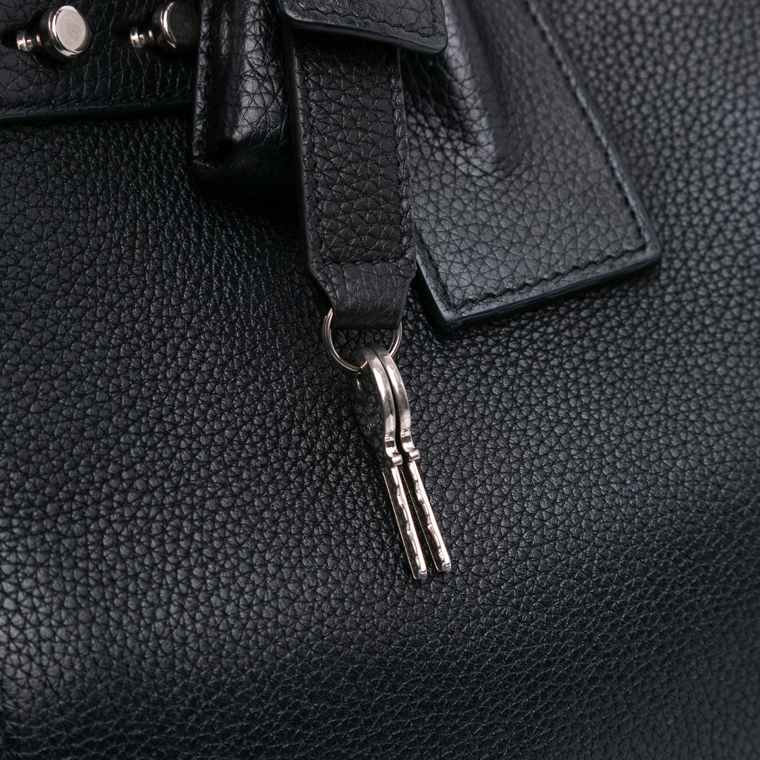 Small Grained Calfskin Supple Sac De Jour Satchel Black - Gaby Paris