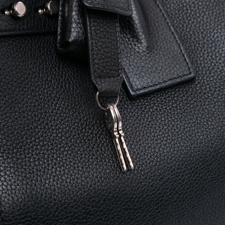 Small Grained Calfskin Supple Sac De Jour Satchel Black - Gaby Paris