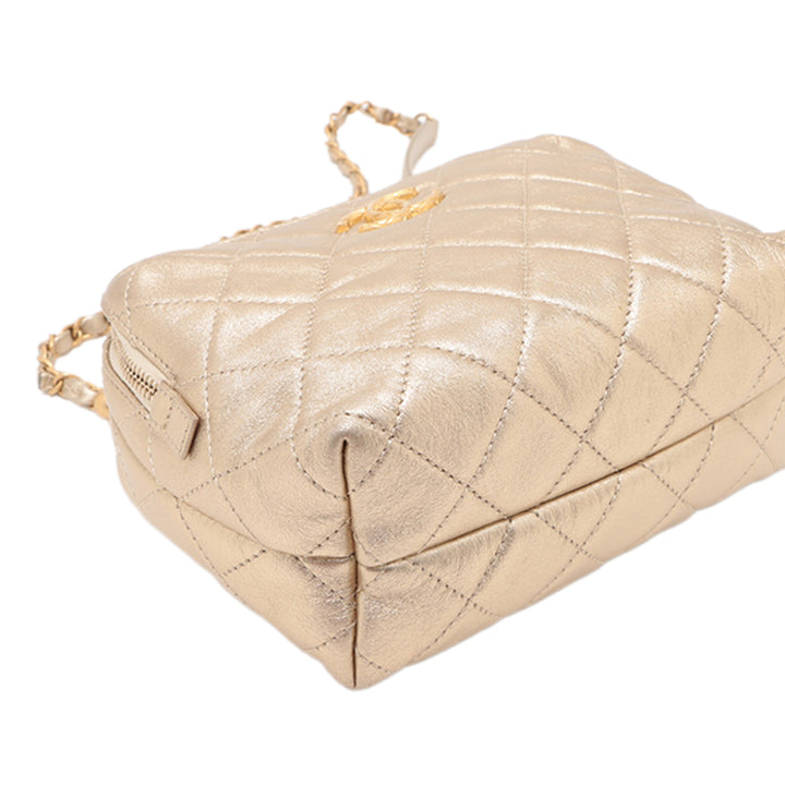 Chanel Mini CC Matelassé Metallic Cuir d’agneau Bowling Sac