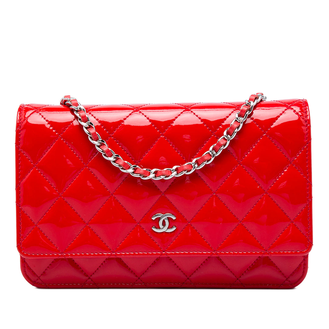 Chanel CC Matelassé Wallet on Chain Rouge – vue principale – GABY PARIS