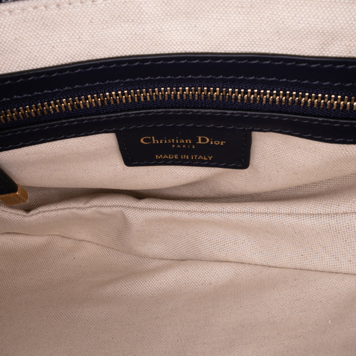 Canvas Reverse Embroidered Toile De Jouy Saddle Bag Gray - Gaby Paris